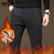Jantour Brand  Men Clothing Winter Casual Fleece Trouser Men 2022 Casual Fashion Business Pantalon Homme Skinny Work Man Pants 2024 - buy cheap