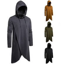 Autumn New Men's Long Mantle Hoodies Cloak Male Solid Color Hooded Sweatshirt Outerwear Men Loose Long Hoodies 2024 - buy cheap