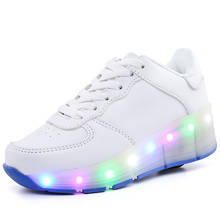 New Children Roller Skate Shoes White Boys Girls 2020 LED Light Sneakers with Wheel Boy Girl Casual Shoe Zapatillas Ruedas 2024 - buy cheap