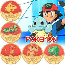 Japanese Anime Pokémon Gold Coin Card Pikachu Gilded Game Collection Card Children's Cartoon Toys 2024 - buy cheap