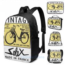 Mochila engraçada solex, estampa gráfica vintage, fabricada em frança, mochila com carregador usb, bolsa escolar masculina feminina, bolsa de laptop de viagem 2024 - compre barato