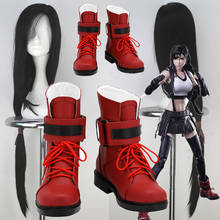 Final Fantasy VII Remake Tifa Lockhart Cosplay Boots Red Faux Leather Shoes Women Girls Final Fantasy Noctis Lucis Caelum Wigs 2024 - buy cheap