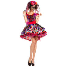 Halloween Scary Skull Horror Zombie Vampire Skeleton Joker Fancy Dress Mexican Day of the Dead Ghost Bride Cosplay Costume 2024 - buy cheap