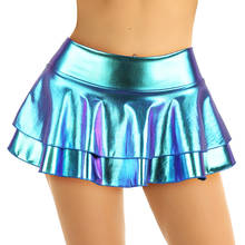 Женская Блестящая металлическая мини-юбка с низкой посадкой и оборками 2024 - купить недорого