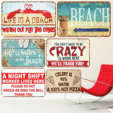 Life Is A Beach Plaque Vintage Metal Tin Signs Bar Outdoor Decorative Plates Mermaid Wall Stickers Ocean Poster Home Decoration 2024 - buy cheap
