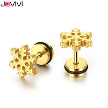 Jovivi Stainless Steel Stud Earring Snowflake Earrings Studs Fashion Ear Studs Women Girls Earrings Piercing Jewelry 16G 2024 - buy cheap