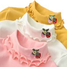 Children kids girls autumn and winter high collar bottomed shirt children cotton T-shirt Korean girls autumn shirts tops P5257