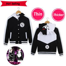Anime danganronpa monokuma quente mais grosso hoodies moletom com capuz urso preto e branco manga longa diário casaco casual jaqueta masculina 2024 - compre barato