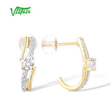 VISTOSO Pure 9K 375 Yellow Gold Jewelry Set For Women Sparkling White CZ Elegant Stud Earrings Ring Set Luxury Gift Fine Jewelry 2024 - buy cheap