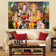 Shiva Parvati Ganesha Indian Art Hindu God Figure Canvas Painting Religious Poster and Print Wall Picture for Living Room Decor 2024 - buy cheap