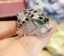 925 Sterling Silver Jewelry panther ring Luxury Full Zircon Jewelry 925 Silver Leopard finger ring Brand Design animal ring 2024 - buy cheap