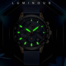 LIGE 2019 Hot Business Men Watch Gift Blue Luxury Brand Stainless Steel Wrist Watch Chronograph Quartz Watches Relogio Masculino 2024 - buy cheap