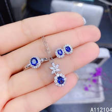 KJJEAXCMY fine jewelry 925 sterling silver natural sapphire women vintage plant gem earrings ring pendant necklace suit support 2024 - buy cheap