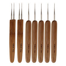 Mala de crochê para cabelo, agulha de crochê de aço, trava para trança, artesanato, 2 peças (0.5mm), punho de bambu 2024 - compre barato