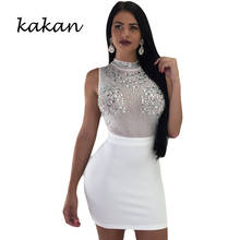 Kakan summer new hot sexy dress women's mesh hot diamond dress nightclub club party dress 2024 - buy cheap