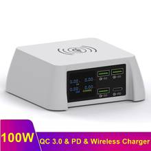 Tongdaytech 100W Multi QC 3.0 Usb Pd Charger For Iphone 8 XS 12 11 Pro MAX Quick Charge Fast Wireless Charger For Samsung S20 S9 2024 - buy cheap