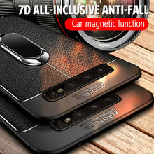 Funda trasera de cuero y silicona blanda para Samsung S20, S20U, S10, S10E, S9, S8 Plus, Note 10, 9, 8 Pro, con soporte magnético para coche 2024 - compra barato