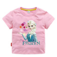 Camisa infantil frozen disney, nova roupa infantil de verão com manga curta, camiseta de manga longa com caimento, 2020 2024 - compre barato