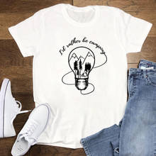 I 'd Rather Be Camping Bulb Print camiseta estética de verano de manga corta Graphic Explore, camiseta Vintage para mujer, camiseta de aventura 2024 - compra barato