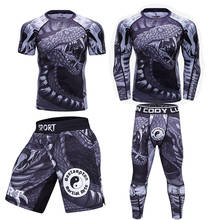 Mma rashguard Jiu jitsu gi-camisetas y pantalones cortos de boxeo para hombre, conjunto de camisetas de boxeo Bjj KickBoxing Muay Thai, pantalones de manga larga, traje deportivo con estampado 3D 2024 - compra barato