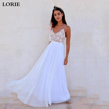 Lorie Beach Wedding Dress A Line Chiffon Lace Spaghetti Straps Bridal Dresses Boho V Neck Vestidos de novia 2024 - buy cheap