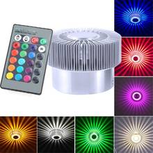 Luminária led rgb colorida de parede, 3w, iluminação chip colorida com controle remoto, instalação em alumínio 2024 - compre barato