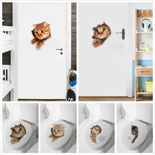 Hot sale Cat 3D Wall Sticker Bathroom Toilet Kitchen Decorative Decals Animals Decor Poster 2024 - buy cheap