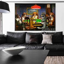 Dogs Playing Game Art Canvas Painting Wall Art Canvas Funny Animal Pictures Home Wall Decor Posters and Prints 2024 - buy cheap