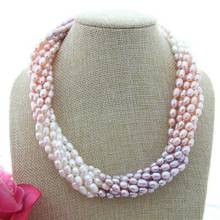 Multi Color Rice freshwater 5*7 MM Pearl 18'' 8 Strands Necklace 2024 - buy cheap