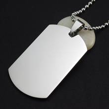 10PCS/Lot Men's Military Army Matte Silver Color Mirror Effect Stainless Steel Blank Dog Tag Necklace Charm Pendant Chain 60cm 2024 - buy cheap