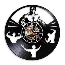 Arnold Schwarznegger Fitness Daren Vinyl Record Wall Clock Bodybuilding Men Silhouette 3D Wall Watches Decor For Room 2024 - buy cheap