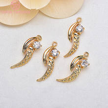 6PCS 24*9MM 24K Champagne Gold Color Brass with Zircon Mermaid Fish tail  Charms Pendants High Quality Jewelry Accessories 2024 - buy cheap