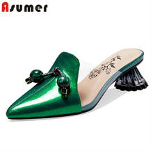 ASUMER 2022 newest women pumps pointed toe genuine leather shoes fashion strange high heel mules shoes ladies summer sandals 2024 - buy cheap