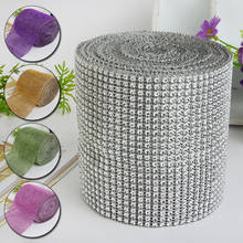 Rollo de malla de diamante, cintas acrílicas de cristal ostentoso para fiesta nupcial, cumpleaños, boda, bricolaje, decoración de ramo, envoltura de pastel 2024 - compra barato