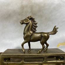 China pingente antigo de cobre puro fengshui adorável 12 do zodíaco, cavalo pequena estátua artesanato de metal decorações de família 2024 - compre barato