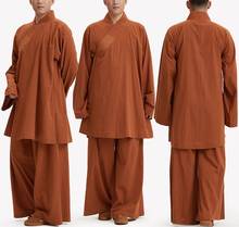 UNISEX blue/yellow 100%cotton Summer&Spring lay zen buddha uniforms buddhist shaolin monks kung fu suits lohan/arhat clothing 2024 - buy cheap