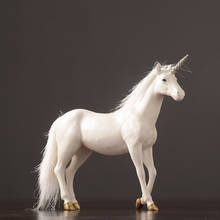 Myth-estatuilla de artesanía de unicornio, decoración de escritorio, caballo de resina blanca, estatua moderna, regalo artesanal, escultura de animales para decoración del hogar 2024 - compra barato