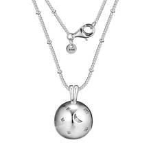 Прозрачный CZ луна и звезды, подвеска, колье для женщин, настоящее 925 стерлингового серебра Серебрянное ювелирное ожерелье открытого Стиль массивное длинное ожерелье цепь 2024 - купить недорого