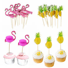 Flamingo Pineapple Cupcake Topper Fruit Toothpick for Hawaii Theme Beach Party Decoration Wedding Birthday Cake Topper Supplies8 2024 - buy cheap