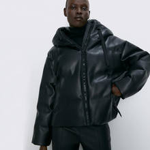 2020 Winter jacket women leather jacket black jackets coats fashion korean hooded coat outerwear, parka women, for women, for winter, space cotton, thick （winter) 2024 - buy cheap