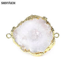 ShinyGem 30-50mm Irregular Natural Crystal Druzy Connectors Charms Gold Plating Stone Connectors For DIY Jewelry Making Earrings 2024 - buy cheap