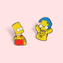 Funny animation Simpson Brooch Tattoo Skull Cowboy Shirt Pin Enamel Broches for Men Women Badge Pin Brooches Jewelry Accessories 2024 - buy cheap