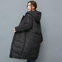 2020 winter new fashion brand hooded stitching warm 90% duck down jacket female longer thick down feather filler coat wj1166 2024 - buy cheap