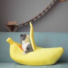 Super Soft Banana Pet Bed Kennel Dog Round Cat Winter Warm Sleeping Bag Long Plush Puppy Cushion Mat Portable Cat Supplies 2024 - buy cheap