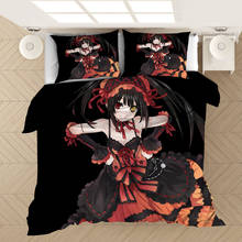 Jogo de cama com estampa 3d do anime date a live, edredon e fronhas 2024 - compre barato