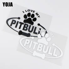 YOJA 20X15CM I LOVE MY PITBULL Car Sticker Vinyl Decal Funny Cartoon Dog Footprints ZT2-0137 2024 - buy cheap