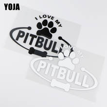 Yoja 20x15cm eu amo meu pitbull carro adesivo decalque de vinil engraçado dos desenhos animados do cão pegadas ZT2-0137 2024 - compre barato