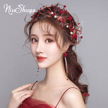 NiuShuya Elegance Red Ball Headband Soft Tiara Princess Red Crystal Hairband Hairwear Bridal Wedding Party Women Headpieces 2024 - buy cheap