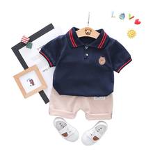 Conjunto de ropa de verano para bebé, camiseta de manga corta de algodón + pantalón de dibujos animados, bordado, moda para niño 2024 - compra barato
