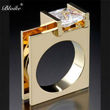 Blaike anillo de oro amarillo con incrustaciones de anillos de circón blanco para mujeres anillo de fiesta de boda exquisita joyería regalos de cumpleaños 2024 - compra barato